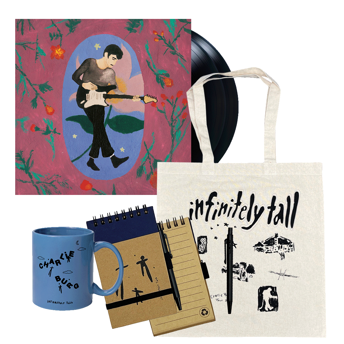 Infinitely Tall Vinyl LP + Tote Mug Notepad Bundle